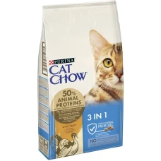 Cat Chow Feline 3 in 1 cухий корм для дорослих кішок (3 в 1) з індичкою