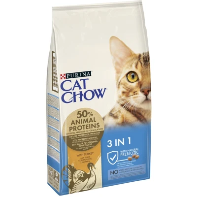 купити Cat Chow Feline 3 in 1 cухий корм для дорослих кішок (3 в 1) з індичкою в Одеси