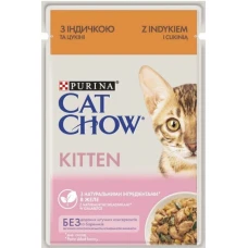 Cat Chow Kitten нежные кусочки в желе с индейкой и цуккини