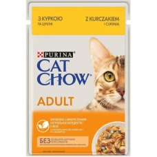 Cat Chow Adult Ніжні шматочки в желе з куркою і кабачками для кішок