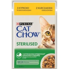 CAT CHOW Sterilized. Для стерилізованих котів. З куркою та баклажанами в підливці