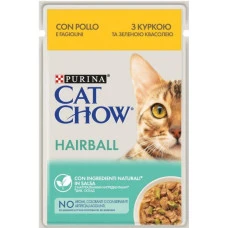 Cat Chow Hairball З куркою і зеленою квасолею в желе, з ефектом шерстевиведенія для кішок