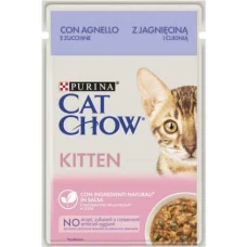 Cat Chow Kitten вологий корм з ягням та цукіні для кошенят 