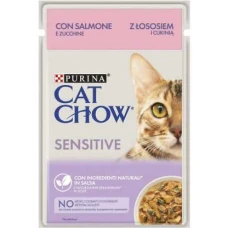 Cat Chow Sensitive вологий корм з лососем та цукіні для котів з чутливим травленням 