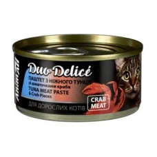 AnimAll Duo Delice - паштет для котів зі смаком тунця та шматочками краба, 80 г
