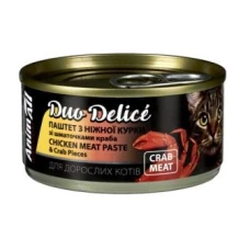 AnimAll Duo Delice - паштет для котів зі смаком куриці та шматочками краба, 80 г