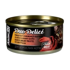 AnimAll Duo Delice - паштет для котів зі смаком качки та шматочками краба, 80 г