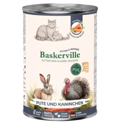 купить Baskerville CAT Holistic Pute und Kaninchen Баскервиль Холистик Индейка и кролик с морковью влажный корм для кормящих кошек и котят в Одессы