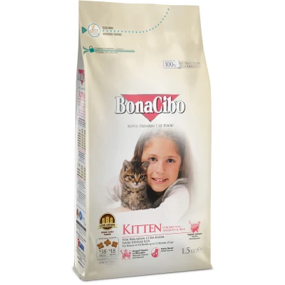 купити BonaCibo Kitten з м'ясом курки, анчоусами та рисом для котенят всіх порід до 12-ти місяців в Одеси