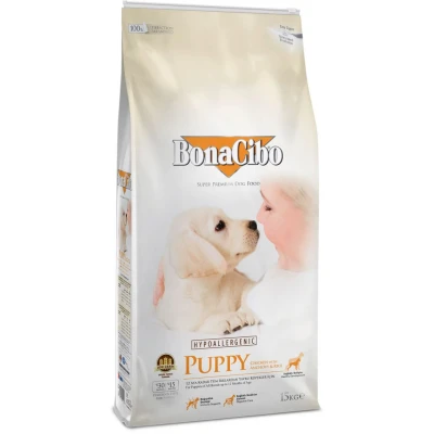 купити BonaCibo Puppy Chiken з м'ясом курки, анчоусами та рисом для цуценят всіх порід, віком до 12 місяців в Одеси