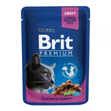 Brit Premium Шматочки з куркою та індичкою для котів