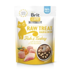 Brit Care Raw Treat Hair & Skin Freeze-dried  Ласощі для котів  з рибою та індичкою