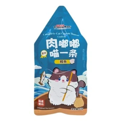 купити Cattyman Cream Mousse Codfish КЕТТІМЕН ТРІСКА мус повнораціонний беззерновий вологий корм для котів і кошенят, пауч 55г в Одеси