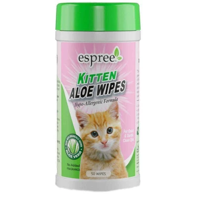 купити Espree (Еспрі) Kitten Aloe Wipes Вологі серветки з Алое Віра "без сліз" для очищення шкіри і шерсті кошенят в Одеси