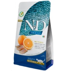 Farmina Cat N&D OCEAN HERRING & ORANGE Grain Free NEUTERED ADULT - Фарміна Беззерновий сухий корм з оселедцем та апельсином для дорослих стерилізованих котів