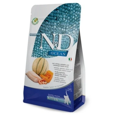 купить Farmina Cat N&D OCEAN COD, SHRIMP, PUMPKIN & CANTALOUPEMELON Grain Free KITTEN - Фармина Беззерновой сухой корм с треской, креветками, тыквой и дыней для котят, беременных и кормящих кошек в Одессы