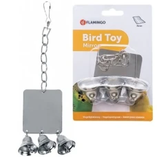 Flamingo Mirror+3Bells ФЛАМІНГО КВАДРАТНЕ ДЗЕРКАЛО З ДЗВІНОЧКАМИ іграшка для папуг
