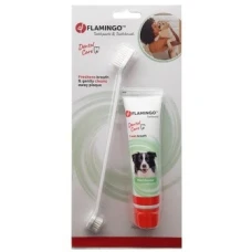 Flamingo Petcare Toothpaste + Toothbrush ЗУБНА ПАСТА ТА ЗУБНА ЩІТКА для собак, набір
