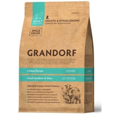 купити Grandorf Holistic 4 Meat and Brown Rice Adult Medium and Maxi - 4 Види М'яса з пробіотиками для дорослих собак середніх та крупних порід в Одеси