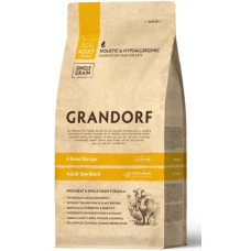 Grandorf 4 Meat and Brown Rice Adult Sterilized -  4 Види М'яса з пробіотиками для дорослих стерилізованих котів