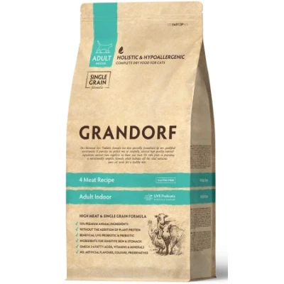 купити Grandorf 4 Meat and Rice Adult Indoor - 4 Види М'яса з пробіотиками для дорослих котів в Одеси