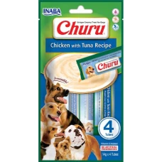 Ласощі INABA "Churu" для собак, вершковий мус в стіках, курка/тунець