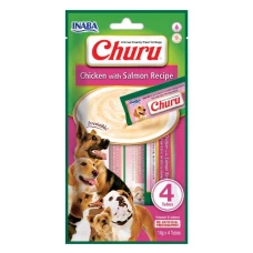 Ласощі INABA "Churu" для собак, вершковий мус в стіках, курка/лосось