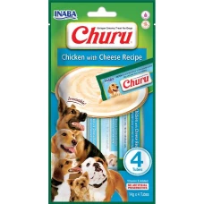 Ласощі INABA "Churu" для собак, вершковий мус в стіках, курка з сиром