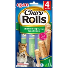Ласощі INABA "Churu Rolls" для котів, курка/тунець 4*10 гр