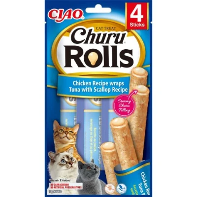 купити Ласощі INABA "Churu Rolls" для котів, курка/тунець/морський гребінець 4*10 гр в Одеси