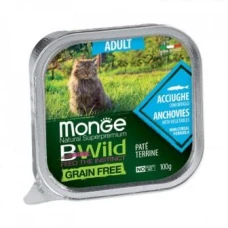 Monge Cat Wet Bwild Grain Free Adult  зі смаком анчоусів та овочів,  100г