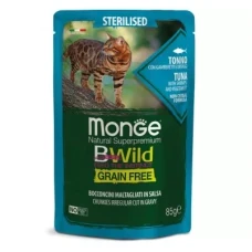 Monge Bwild Cat Wet Grain Free Sterilised Беззерновий вологий корм тунець із креветками та овочами