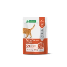 Nature’s Protection Sterilised, Salmon with Herbs Повнораціонний вологий корм для дорослих стерилізованих котів із лососем і травами