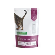 Nature's Protection Skin & Сoat care with Chicken and Salmon Вологий корм для дорослих кішок для підтримки здоров'я шерсті і шкіри з куркою і лососем