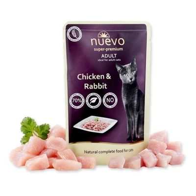 купити NUEVO ADULT CHICKEN & RABBIT POUCH вологий корм для котів, курка і кролик (пауч) в Одеси