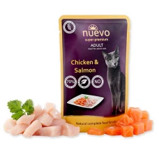 NUEVO ADULT CHICKEN & SALMON POUCH вологий корм для котів, курка і лосось (пауч)