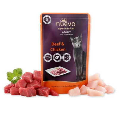 купити NUEVO ADULT BEEF & CHICKEN POUCH вологий корм для котів, яловичина і курка (пауч) в Одеси