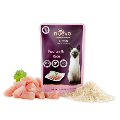 купити NUEVO KITTEN POULTRY & RICE POUCH вологий корм для кошенят, птиця з рисом (пауч) в Одеси