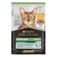 PRO PLAN Sterilised для стерилізованих котів шматочки з куркою в підливці, пауч, 85г