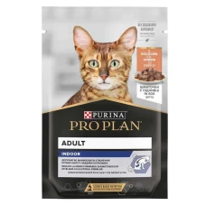 PRO PLAN Indoor для кішок що живуть у приміщенні шматочки лосося у підливці, пауч, 85г