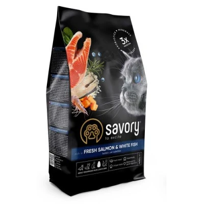 купити Savory Adult Cat Gourmand Fresh Salmon and White Fish для довгошерстих котів зі свіжим лососем і білою рибою в Одеси
