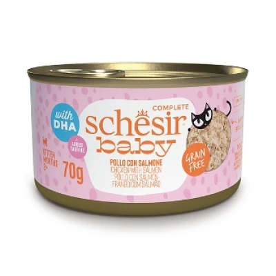 купити Schesir Baby Chicken With Salmon ШЕЗІР КУРКА З ЛОСОСЕМ в бульйоні консерви для кошенят, банка в Одеси