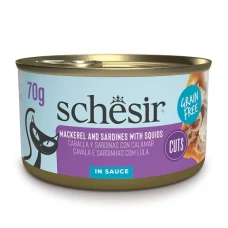 Schesir Grill Mackerel and Sardines with Squids ШЕЗІР МАКРЕЛЬ З САРДИНОЮ в соусі консерви беззернові для котів, банка