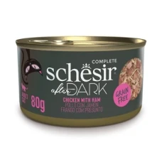 Schesir After Dark Chicken With Ham ШЕЗІР КУРКА З ШИНКОЮ в бульйоні натуральні консерви для котів, банка 