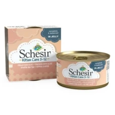Schesir Kitten Chicken with Aloe ШЕЗІР КУРКА З АЛОЕ в желе для кошенят, банка