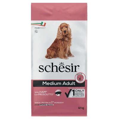 купити Schesir Dog Medium Adult Ham ШЕЗІР ДОРОСЛИЙ СЕРЕДНІХ ШИНКА сухий монопротеїновий суперпреміум корм для собак середніх порід в Одеси