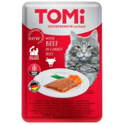 купити TOMi Beef in Carrot Jelly ТОМІ ЯЛОВИЧИНА В МОРКВЯНОМУ ЖЕЛЕ консерви для котів в Одеси