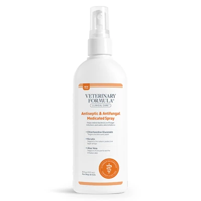купити Veterinary Formula Clinical Care Antiseptic&Antifungal Medicated Spray протигрибковий лікувальний спрей із хлоргексидином і кератином для собак і котів (237мл) в Одеси