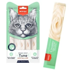Wanpy Creamy Lickable Treats Tuna & Scallop ВАНПІ ТУНЕЦЬ З МОРСЬКИМ ГРЕБІНЦЕМ рідкі ласощі для котів, 5 стіків по 14 г