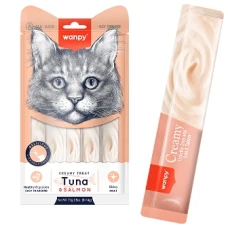 Wanpy Creamy Lickable Treats Tuna & Salmon ВАНПІ ТУНЕЦЬ З ЛОСОСЕМ рідкі ласощі для котів, 5 стіків по 14 г